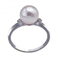 Akoya Pearl Ring 8.0-9.0mm White AAA Quality with Diamond