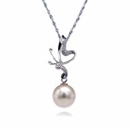 Freshwater Pearl Pendant 11.0-13.0mm White AAA-Butterfly Dream