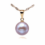 18K Gold Freshwater Pearl Pendant 8.0-11.0mm Lavender AAA