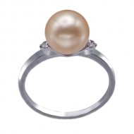 Freshwater Pearl Ring 8.0-9.0mm Peach AAA-with Diamond