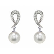 Akoya Pearl Earrings 8.0-9.0mm White AAA Quality Diamond