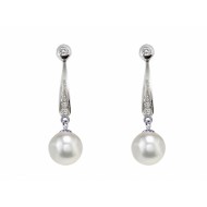 Akoya Pearl Earring 8.0-8.5mm White AAA Quality Diamond-J'adore