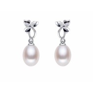 Freshwater Pearl Earrings 7.0-9.0mm White AAA Drop