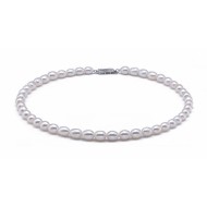 Freshwater Pearl Necklace 6.5-7.5mm Rice Shaped AAA