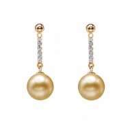 South Sea Pearl Earrings 9.0-11.0mm Golden AA+/AAA Quality-Sensu