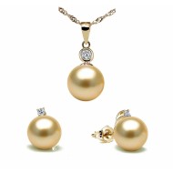 South Sea Pearl Set 10.0-11.0mm Golden AAA Quality-Focus