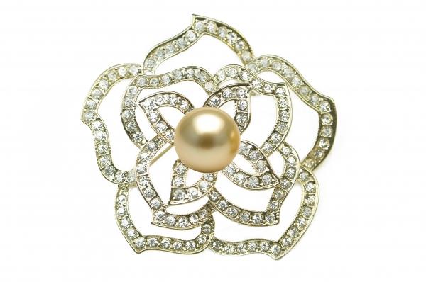 SouthSea Golden Pearl Brooch 11.0-12.0mm AAA Quality